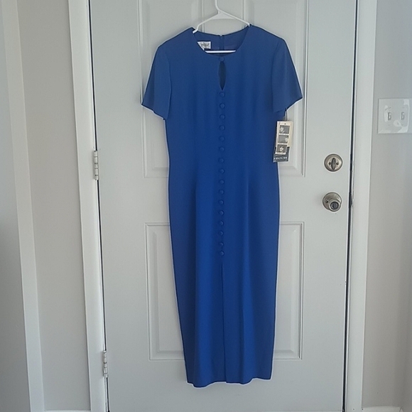 NWT vintage Donna Ricco New York career wear dress in ocean blue size 8 - Picture 1 of 16